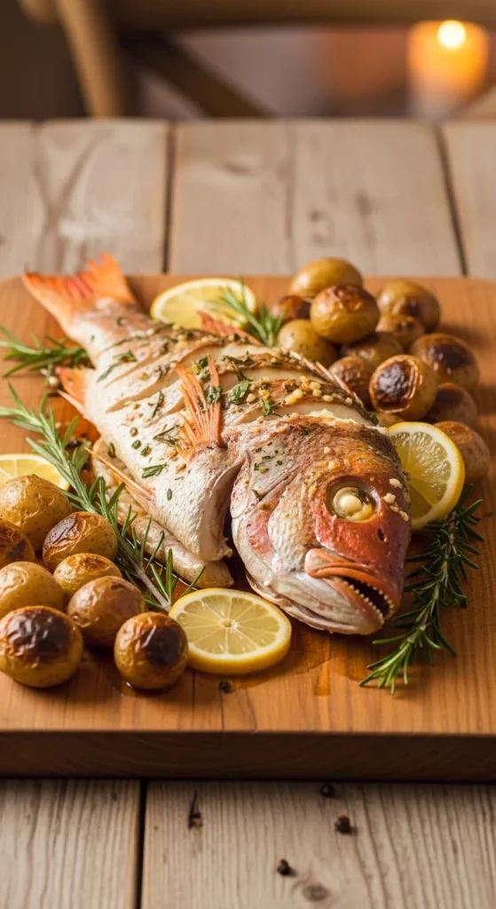 24. Baked Red Snapper with Garlic Herb Butter