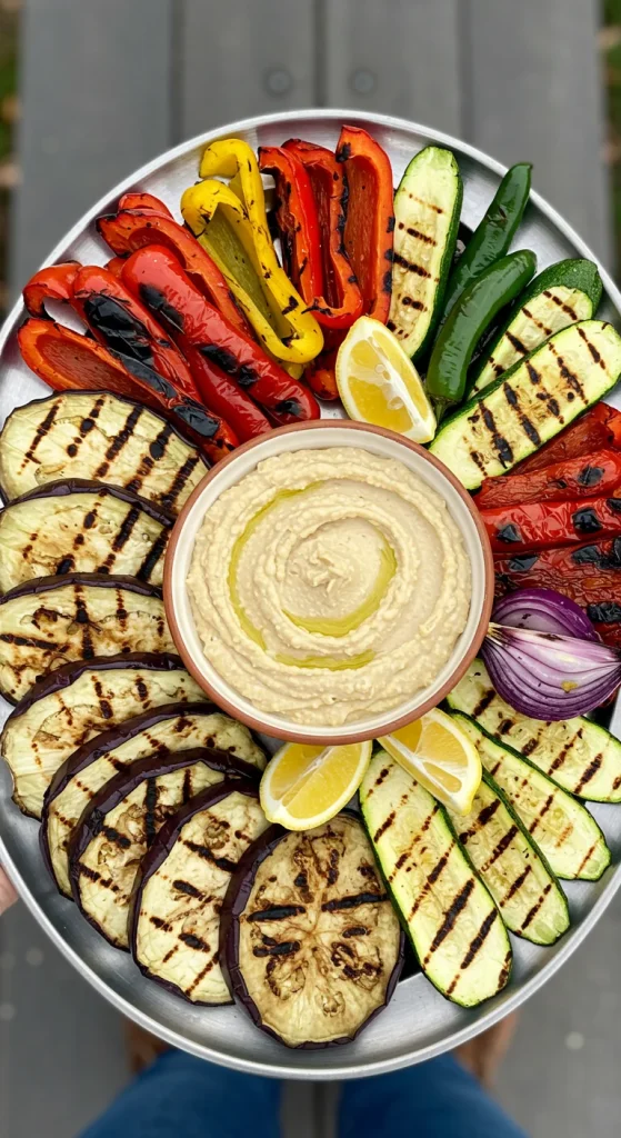 24. Grilled Veggie Platter with Hummus