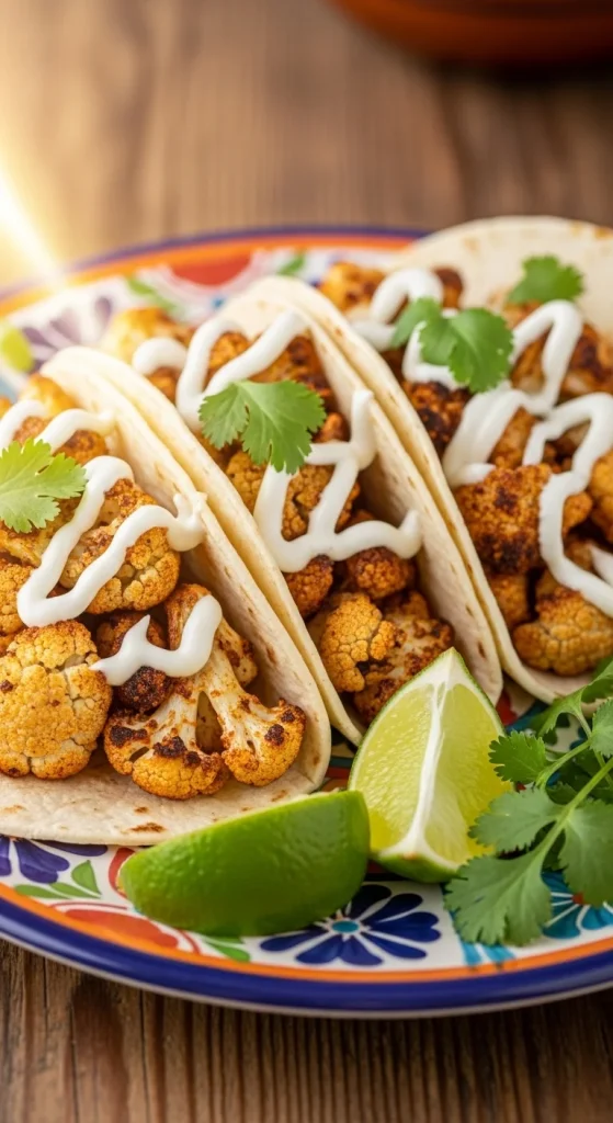 24. Roasted Cauliflower Tacos with Lime Crema