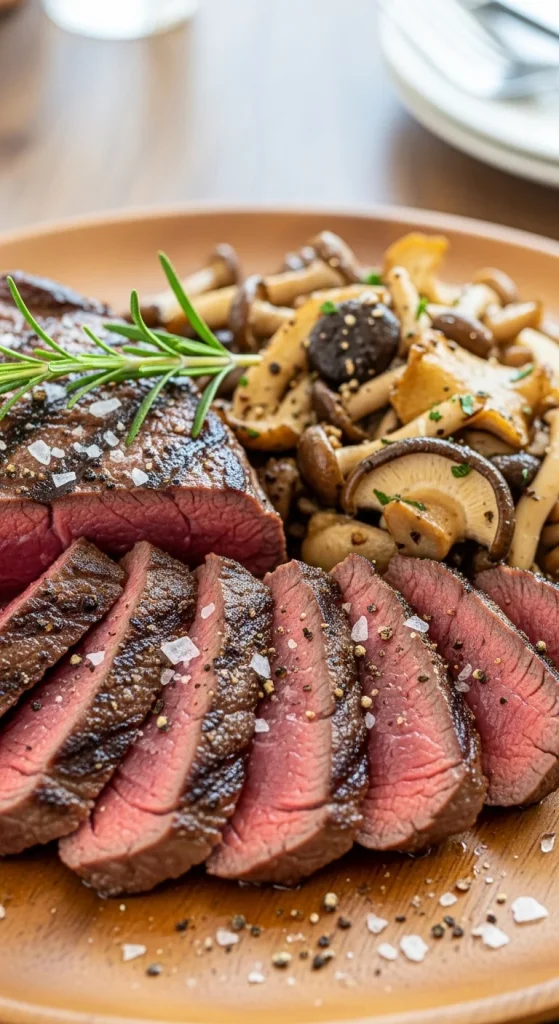 24. Venison Steak with Mushrooms