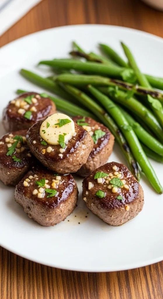 25. Garlic Butter Steak Bites with Green Beans
