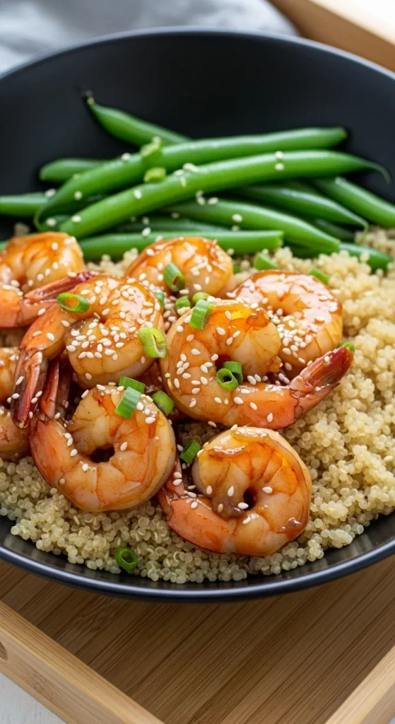 25. Honey Garlic Shrimp with Quinoa