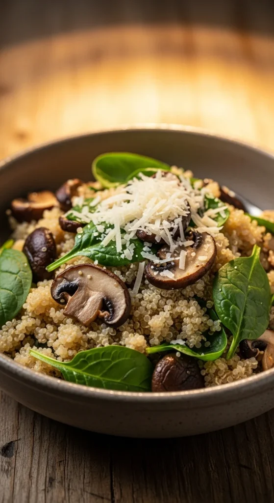 26. Mushroom and Spinach Quinoa
