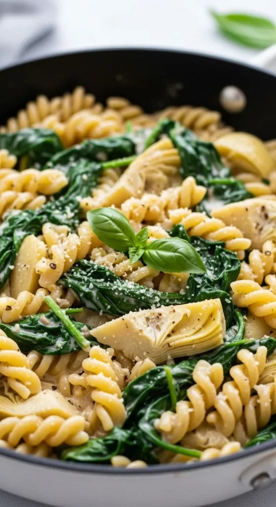 26. One-Pot Creamy Spinach and Artichoke Pasta