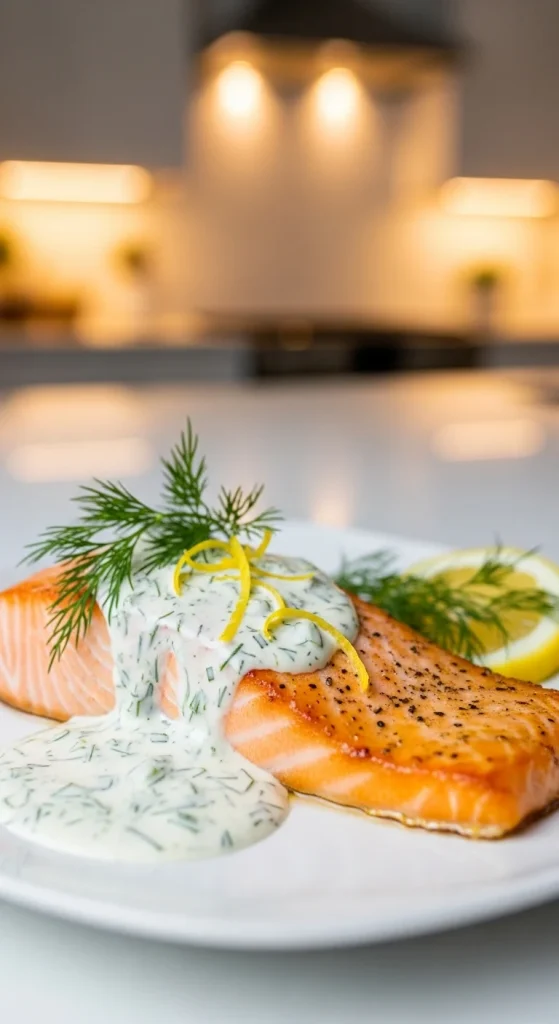 3. Baked Salmon with Dill Sauce
