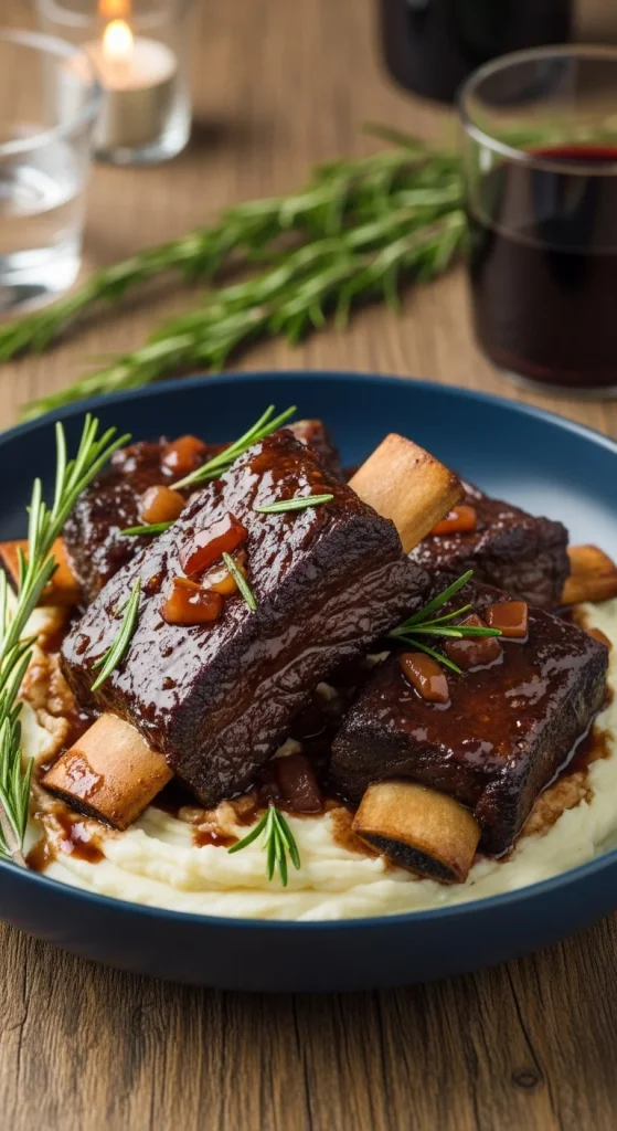 3. Braised Short Ribs with Rosemary and Red Wine