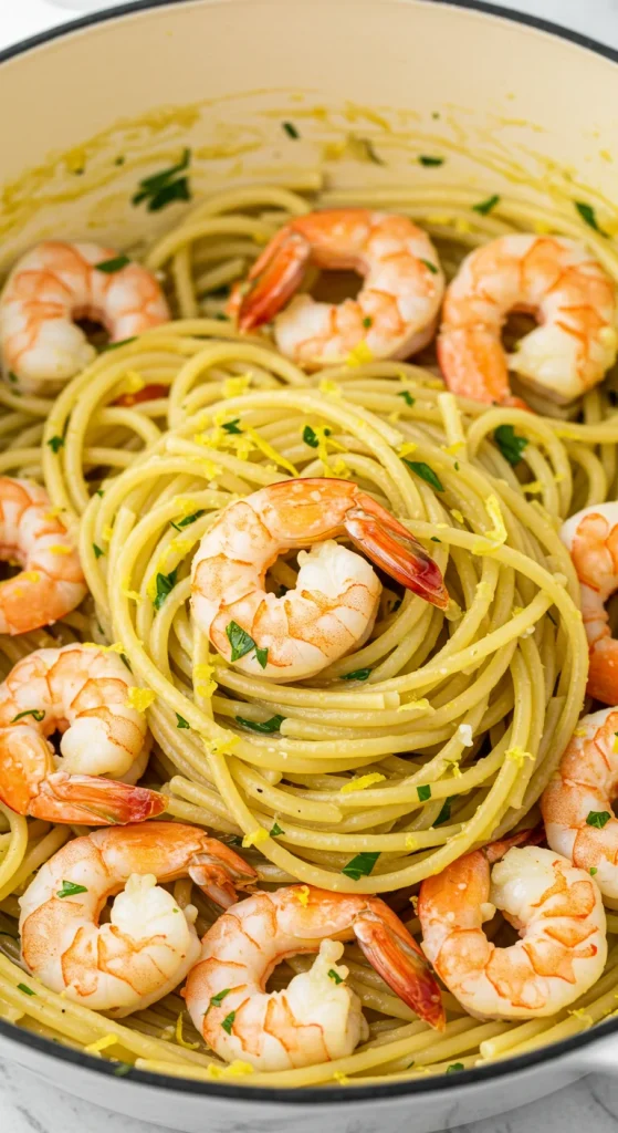 3. Lemon Garlic Shrimp Pasta