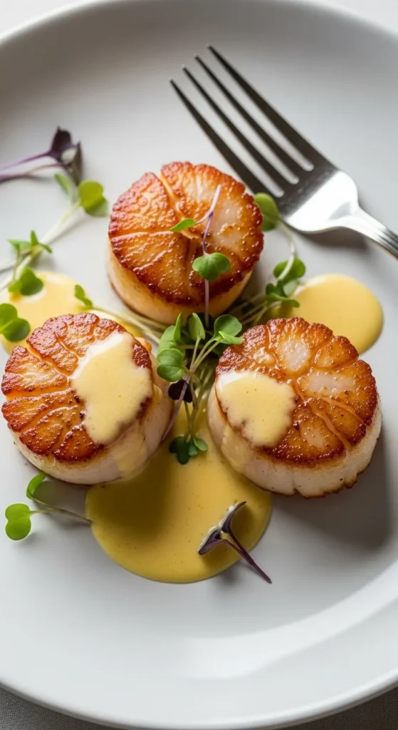 3. Seared Scallops with Lemon Beurre Blanc