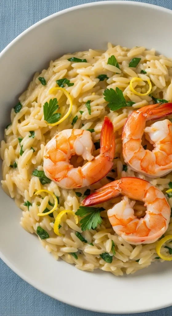 4. Lemon Garlic Shrimp Orzo