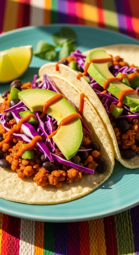 4. Red Lentil and Black Bean Tacos