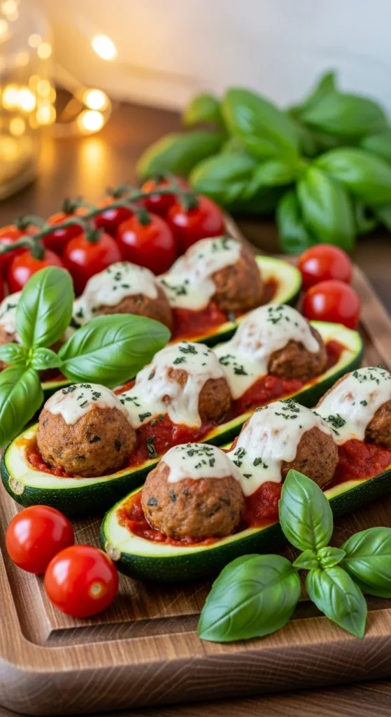 4. Turkey Meatball Zucchini Boats