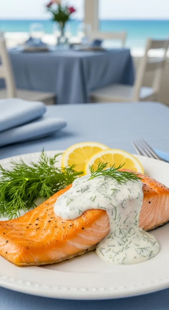 5. Baked Salmon with Dill Sauce