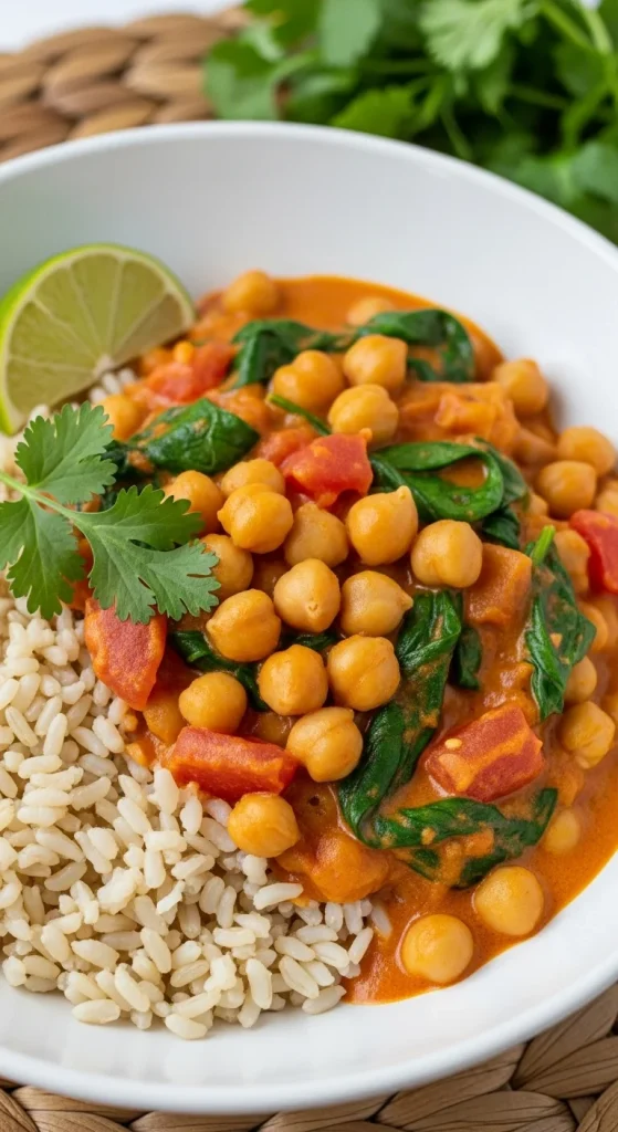 5. Chickpea Curry with Brown Rice