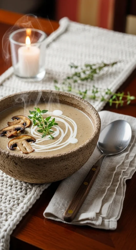 5. Creamy Mushroom and Thyme Soup