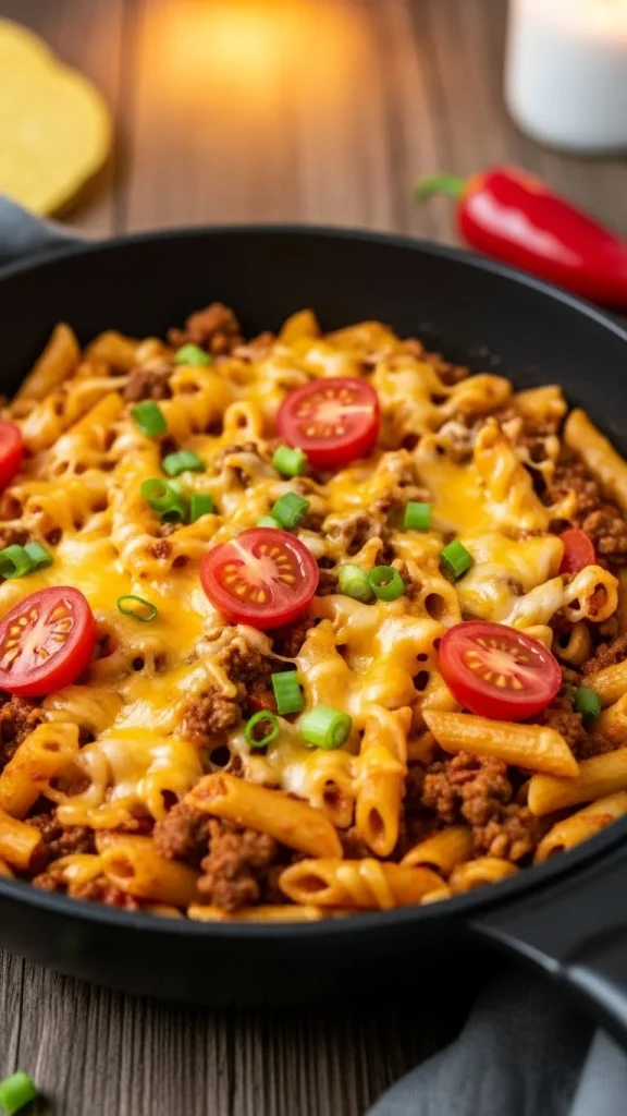 6. Cheesy Taco Pasta