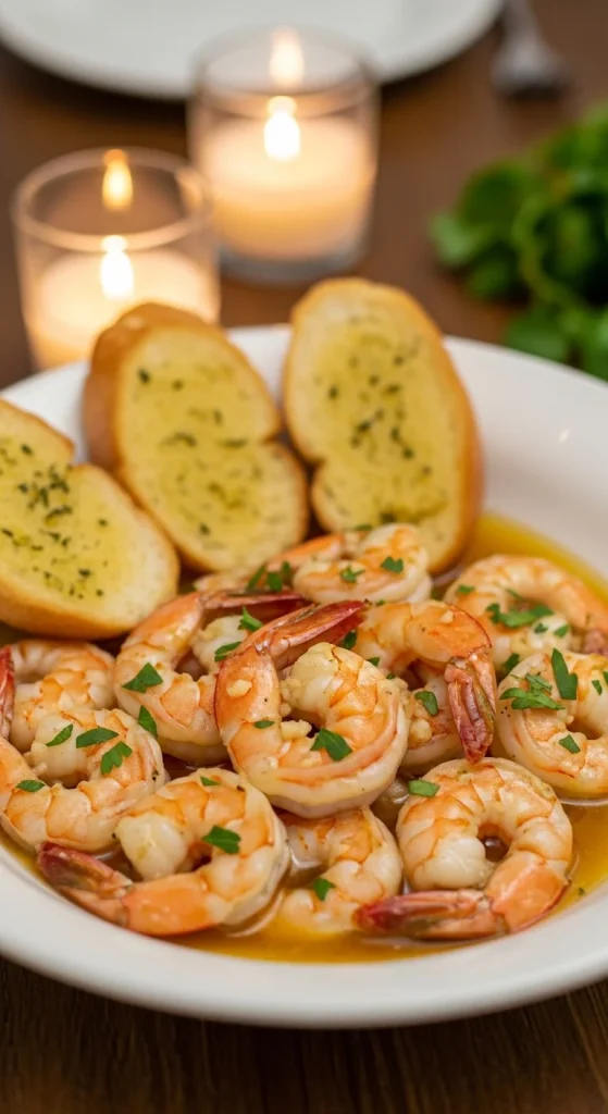 6. Shrimp Scampi with Garlic Bread
