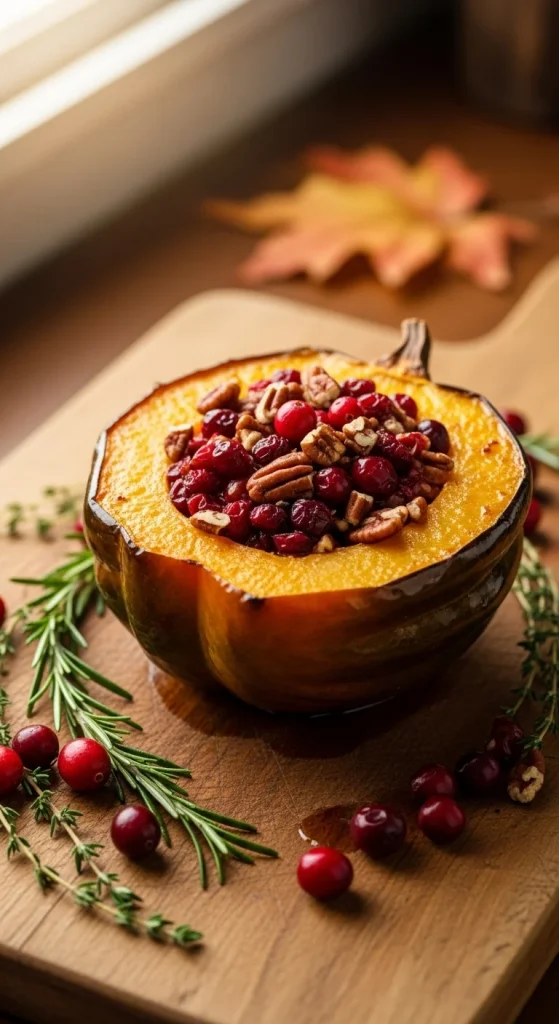 7. Cranberry Pecan Stuffed Acorn Squash