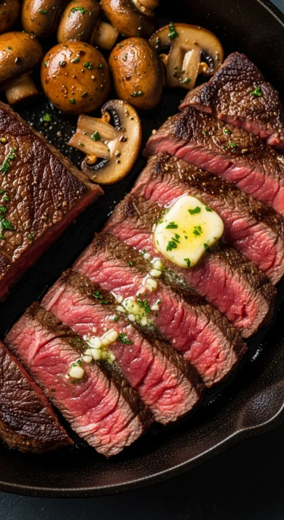 7. Garlic Butter Steak with Mushrooms
