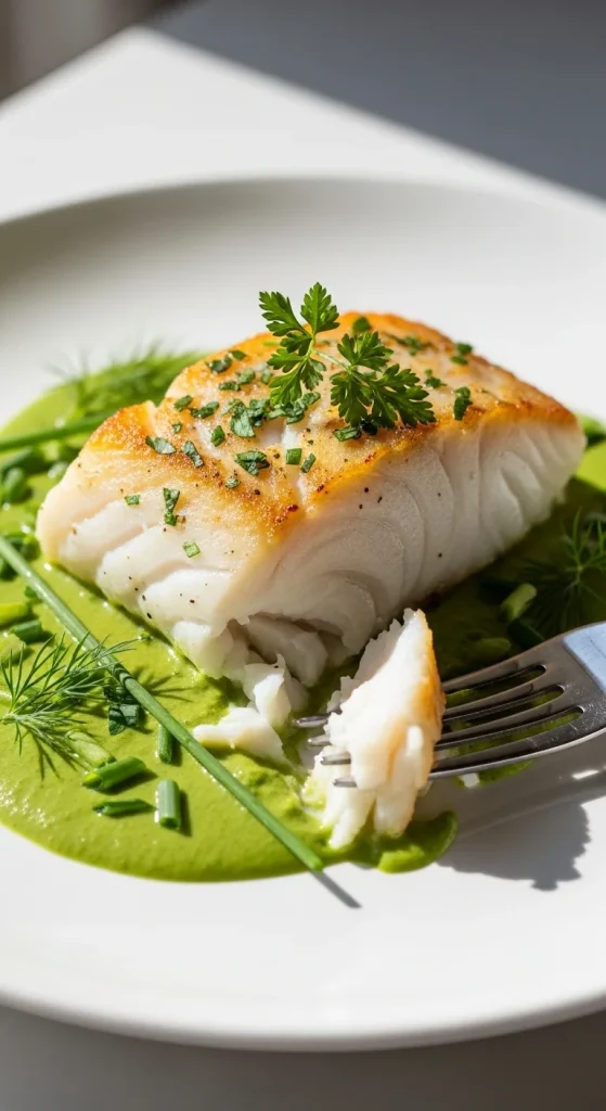 7. Pan-Seared Cod with Herb Sauce