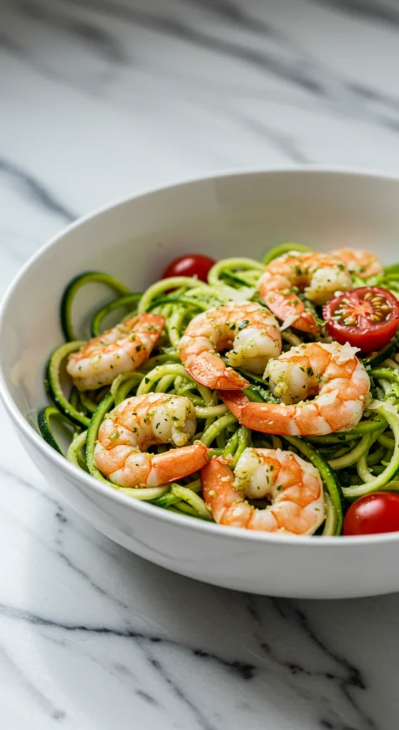 7. Shrimp and Zucchini Noodles with Pesto