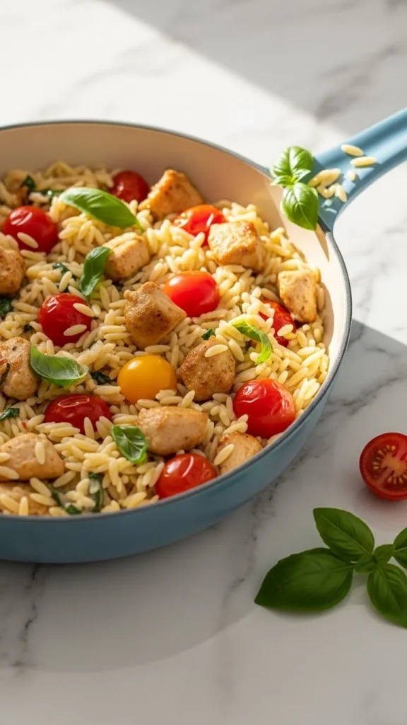 7. Tomato Basil Chicken Orzo