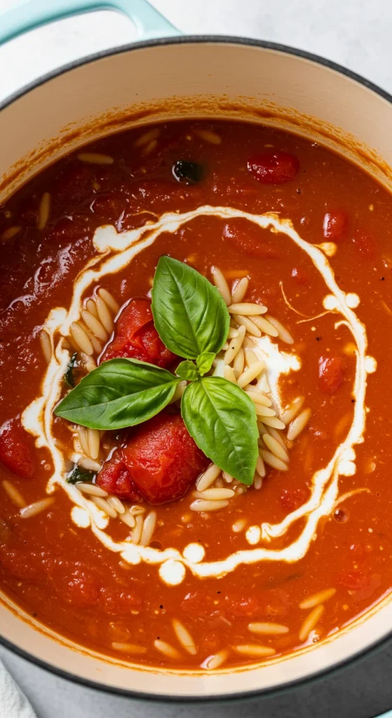 7. Tomato Basil Soup with Orzo