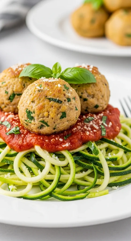 7. Turkey and Quinoa Meatballs with Zucchini Noodles