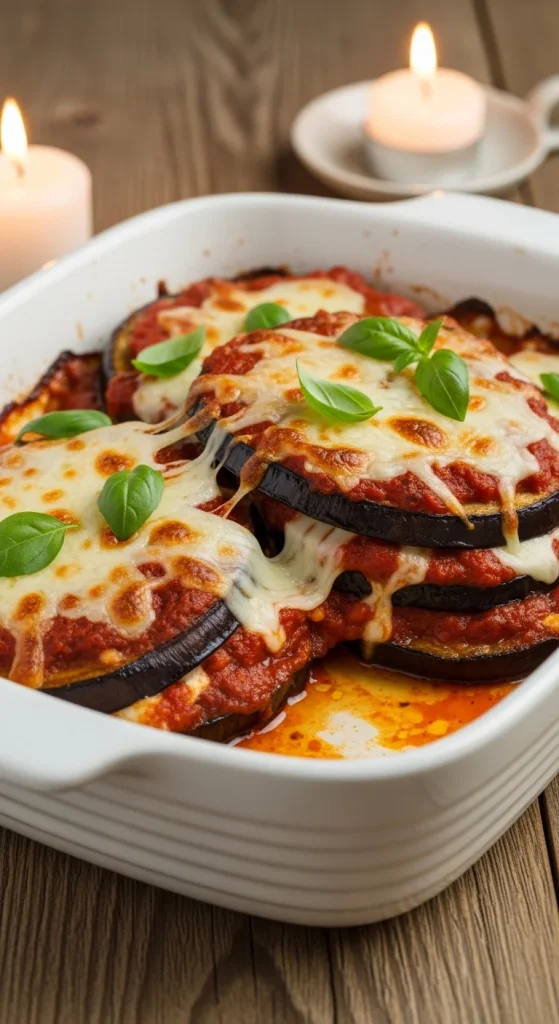9. Eggplant Parmesan with Fresh Basil
