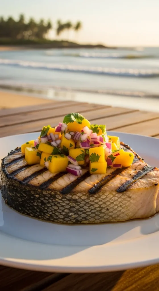 9. Grilled Swordfish with Mango Salsa