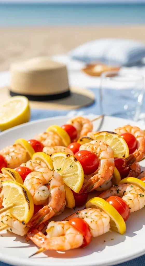 9. Lemon Garlic Shrimp Skewers