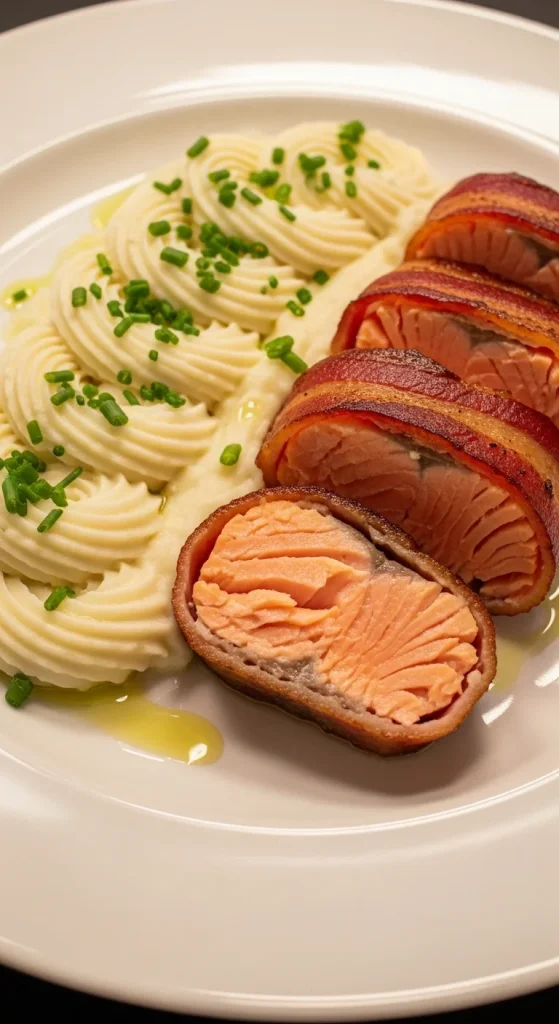 Recipe 3 Bacon-Wrapped Salmon with Cauli-Mash