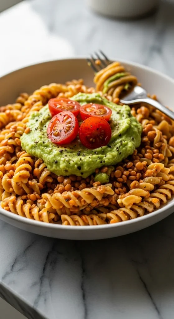 Recipe 3 Lentil Pasta with Creamy Avocado Sauce