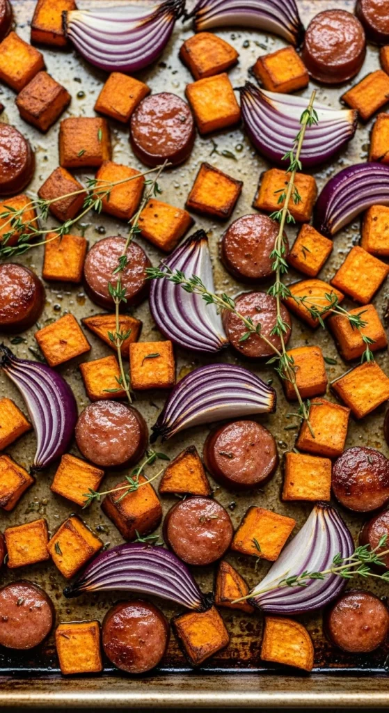 Recipe 3 Sausage and Sweet Potato Sheet-Pan Dinner